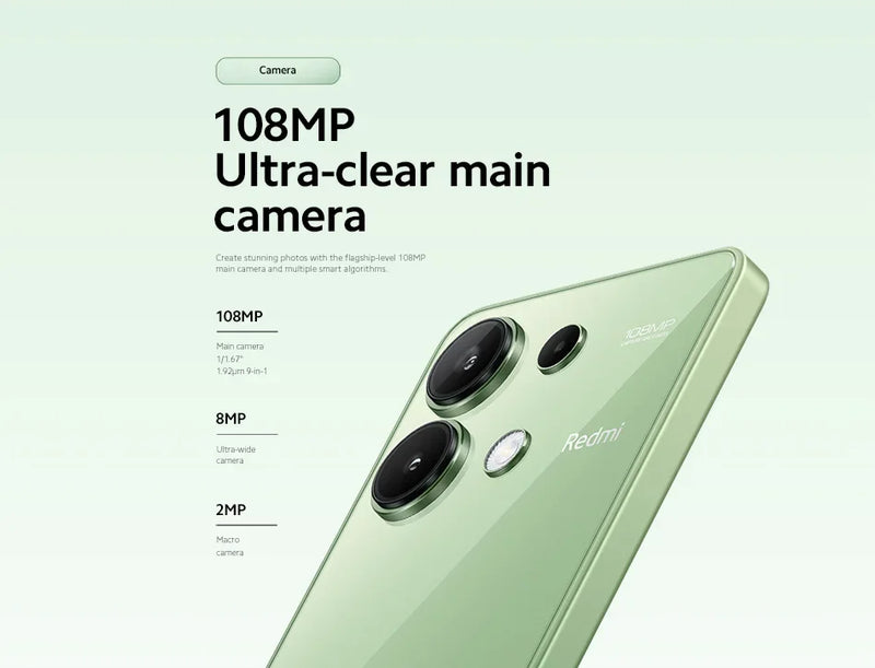 Xiaomi Redmi Note 13 Global Version Snapdragon® 685 Smartphone 108MP camera 120Hz 6.67"AMOLED display 33W charg