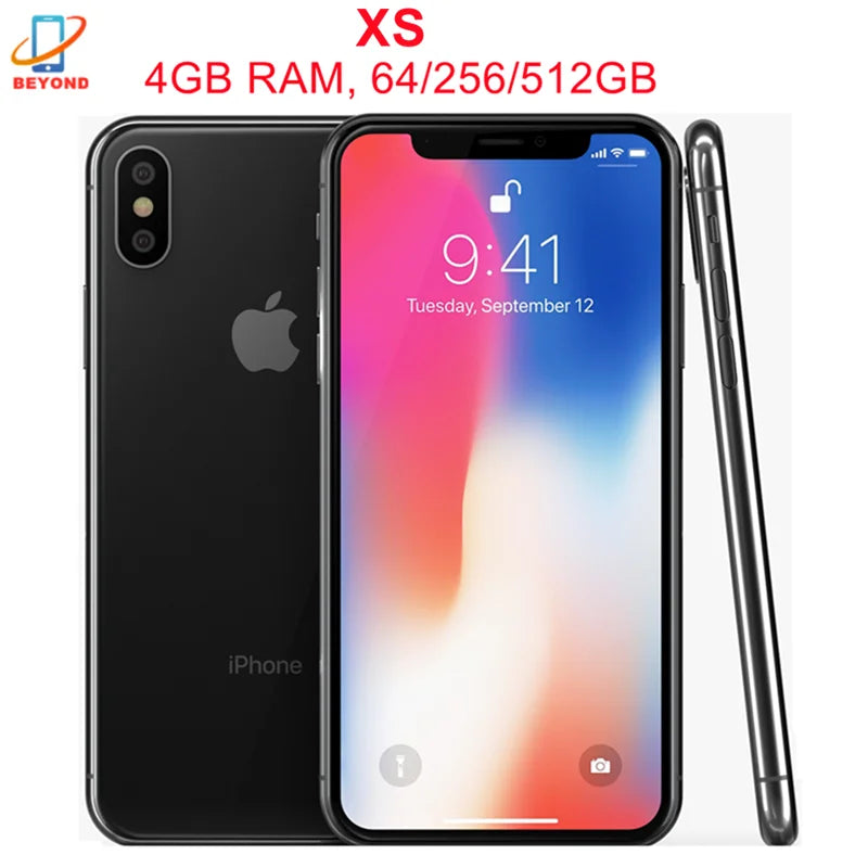 Apple iPhone XS 64GB/256GB ROM Original 5.8" Retina OLED Display RAM 4GB IOS NFC FACE ID Genuine 4G LTE Smart Phone