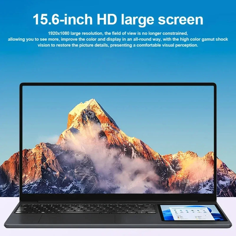 X15 Dual Screen Laptop 15.6" IPS+7" Touch Screen 16G DDR4 2TB SSD Intel 11th Gen N100 Windows11 Notebook Computer