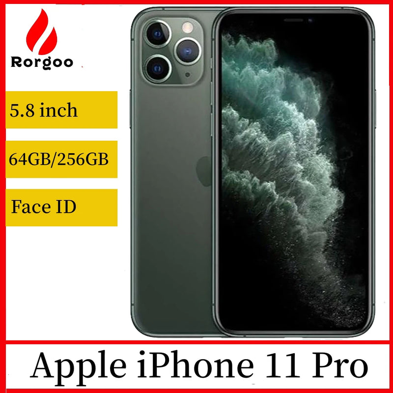 Original Apple iPhone 11 Pro Smartphone LTE Mobile Phone Used NFC 5.8" 64/256/512GB Triple 12MP A13 Bionic 4K HDR CellPhone