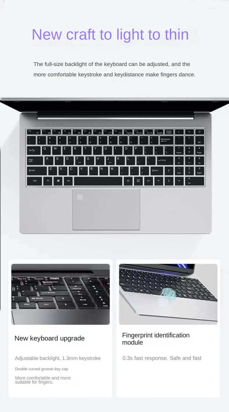 16BK Intel 12th N95 Laptop 15.6 inch IPS Screen 16G 32GB RAM NVIDIA GTX 1060 4G Office Learning Computer Windows 10 11 Pro