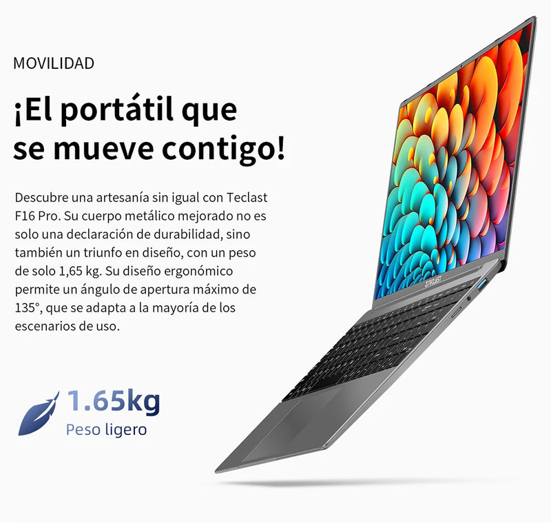 TECLAST F16Pro Laptop 15.6 inch, 16GB RAM 512GB SSD Computers, for Intel N95 CPU, IPS FHD 1080P Screen, WiFi 6, BT 5.0, USB3.2, Backlit Keyboard, 38000mWh