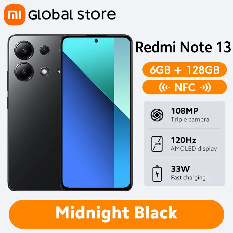 [Global Version] Xiaomi Redmi Note 13 Smartphone 128GB / 256GB 6.67" AMOLED display 108MP Camera Snapdragon 685 5000mAh