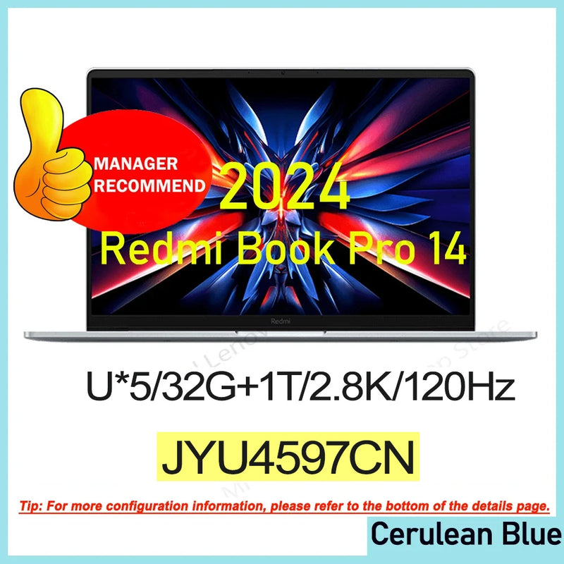 Xiaomi Redmi Book Pro 14 2024 U5-125/U7-155 32+1T  2.8K 120Hz Screen JYU4597CN/JYU4598CN