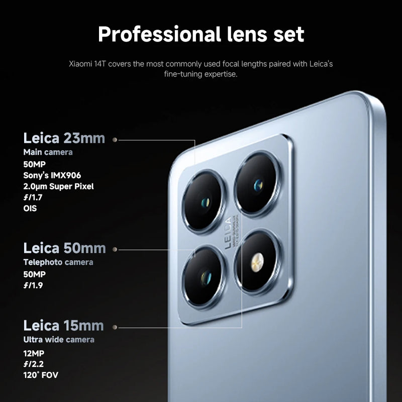 Xiaomi 14T 5G Global Version 256GB 512GB MTK Dimensity 8300-Ultra 144Hz AMOLED Display 50MP Leica Camera 67W HyperCharge Mi 14T