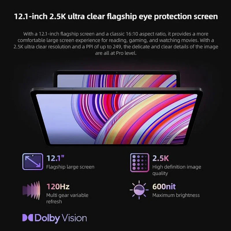 Global Version Xiaomi Redmi Pad Pro 12.1" 120Hz LCD Display Snapdragon® 7s Gen 2 Mobile Platform 10000mAh 33W Fast Charging