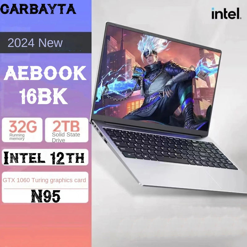 16BK Intel 12th N95 Laptop 15.6 inch IPS Screen 16G 32GB RAM NVIDIA GTX 1060 4G Office Learning Computer Windows 10 11 Pro