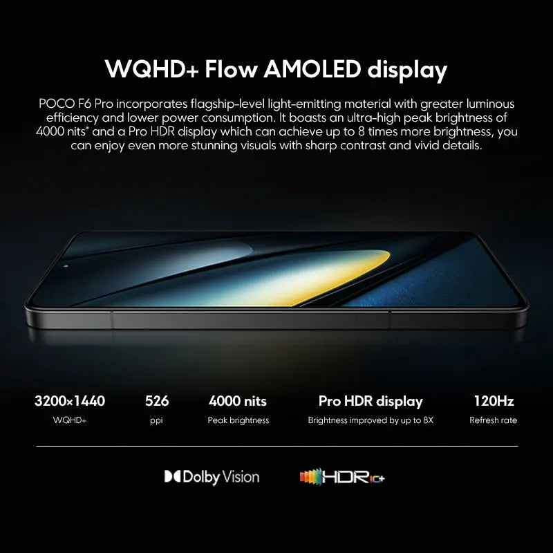 POCO F6 Pro Global Version Cellphone Snapdragon 8 Gen 2 WQHD+ 6.67” 120Hz Flow AMOLED display 120W HyperCharge 5000mAh battery