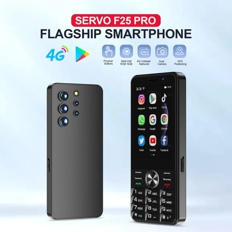 SERVO F25 PRO Smart Touch Phone 4G Network WiFi Google Play WiFi Android 8.1 System Dual SIM Cards 3.5" Display Smart Cellphones