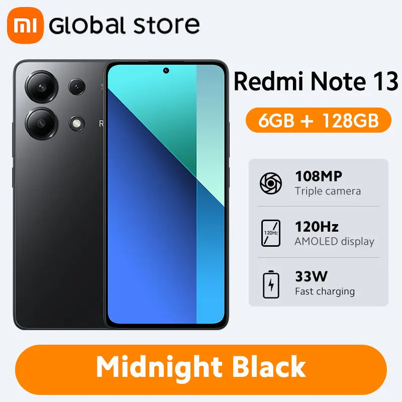 [Global Version] Xiaomi Redmi Note 13 Smartphone 128GB / 256GB 6.67" AMOLED display 108MP Camera Snapdragon 685 5000mAh