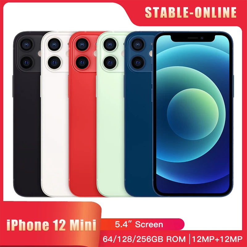 Original Apple iPhone 12 mini 5.4" 4G 5G 64GB/128GB/256GB ROM Dual 12MP A14 Chip IOS LTE Unlocked iphone 12MINI cellphone