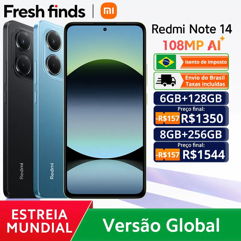 【World Premiere】Global Version Xiaomi Redmi Note 14 MediaTek Helio G99-Ultra 108MP AI 5500mAh 6.67" AMOLED 120Hz Display IP54