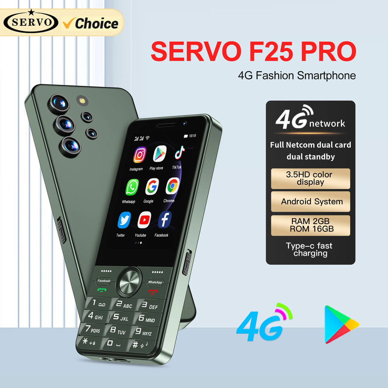 2025 New SERVO F25 PRO 4G Smartphone Android 2+16GB MTK6737 GPS WiFi FM Radio 2500mAh Play Store 3.5" Touch Screen Mobile Phones