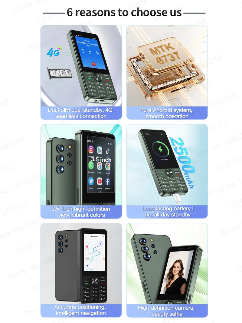 SERVO F25 PRO Smart Touch Phone 4G Network WiFi Google Play WiFi Android 8.1 System Dual SIM Cards 3.5" Display Smart Cellphones