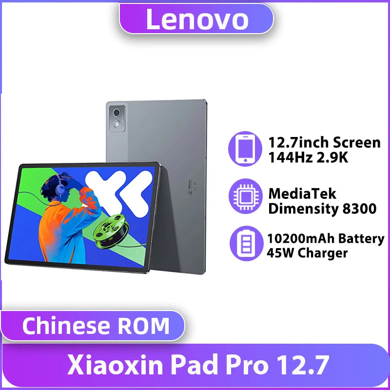 Lenovo Tablet Xiaoxin Pad Pro 12.7 2025 MTK Dimensity 8300 8GB/12GB+128GB/256GB 144Hz 2.9K LCD Screen 10200mAh 45W Charge CN Rom