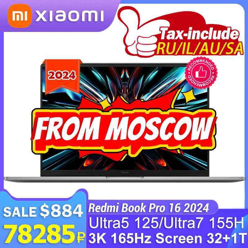 Xiaomi Redmi Book Pro 16 2024 intel Ultra 5/Ultra 7 32GB RAM 1TB SSD ARC 3K 120Hz Screen JYU4592CN/JYU4593CN