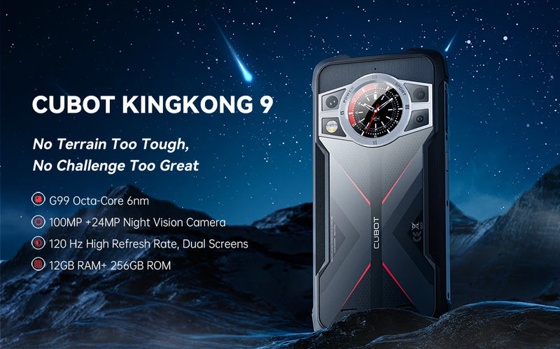 Cubot KingKong 9, Helio G99, 120Hz 6.583-Inch Screen, IP68 Waterproof Rugged, 24GB RAM(12GB+12GB), 256GB ROM, 100MP Camera, NFC