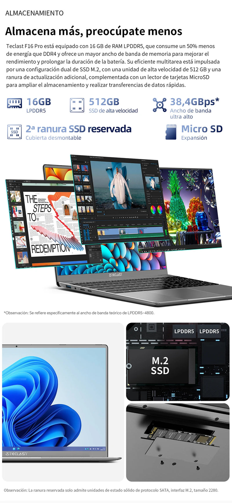 TECLAST F16Pro Laptop 15.6 inch, 16GB RAM 512GB SSD Computers, for Intel N95 CPU, IPS FHD 1080P Screen, WiFi 6, BT 5.0, USB3.2, Backlit Keyboard, 38000mWh