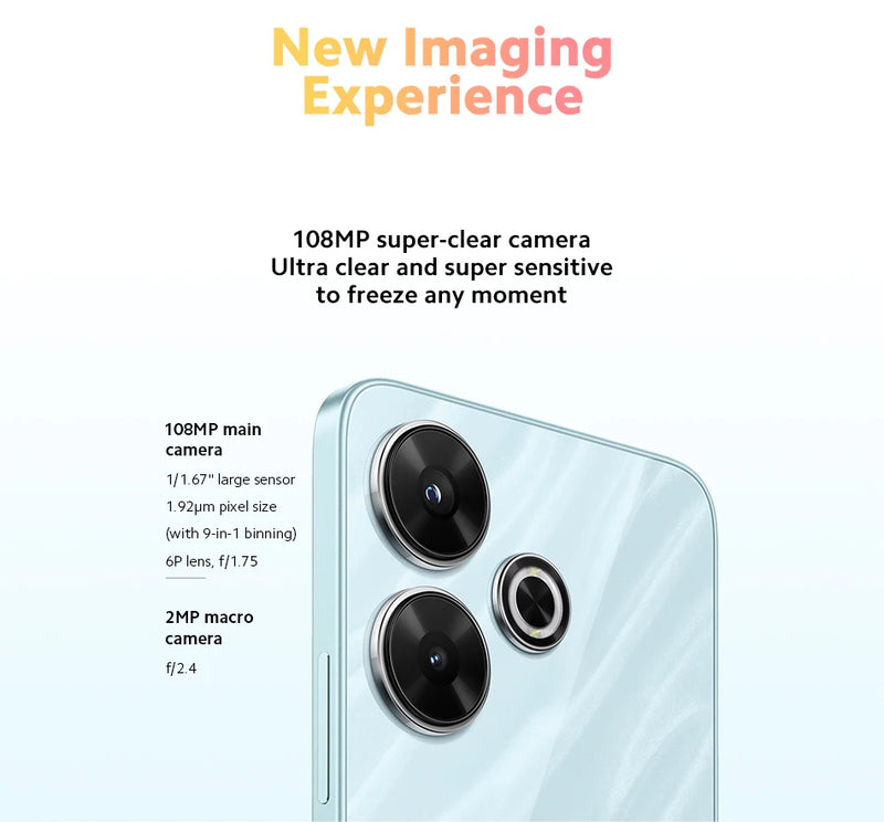 Global Version Xiaomi Redmi 13 Smartphone 108MP super clear camera MediaTek Helio G91 Ultra 33W fast charging 5030mAh battery