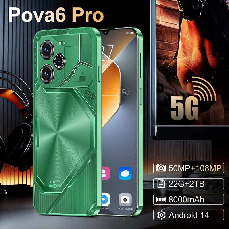 New smartphone Pova 6 Pro unlocks high-definition screen with a 7.3-inch 22GB+2TB 5G dual analog Celulares Android 14 8000mAh