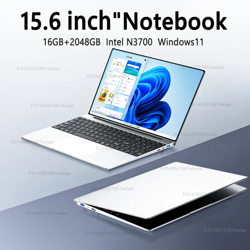 15.6" Ultra Slim Laptop 16GB RAM 2TB SSD Intel N3700 Notebook Gamer  1920*1080  Display Office Study Computer PC Windows 11 Pro