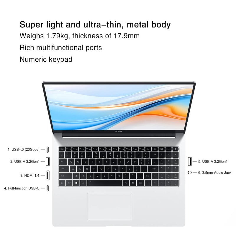 HONOR MagicBook X16 Plus 2024 Laptop AMD Ryzen R7 8845HS 16GB 32GB 512GB 1TB 16" Inch 2.5K 120Hz Notebook Ultrabook Computer PC