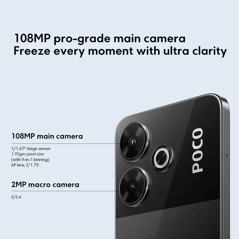 POCO M6 Global Version Smartphone MediaTek Helio G91 Ultra 6.79'' Display 90Hz 33W Fast Charging 5030mAh Battery 108MP NFC