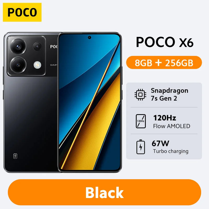 POCO X6 5G Global Version Smartphone NFC Snapdragon 7s Gen 2 120Hz Flow AMOLED Display 64MP Camera with OIS NFC 67W Charger