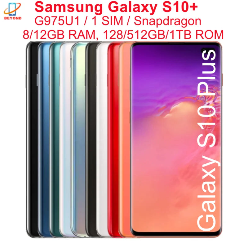 Samsung Galaxy S10 Plus S10+ G975U1 6.4" AMOLED RAM 8/12GB ROM 128/512GB/1TB Snapdragon 855 NFC 4G Unlocked Original Cell Phone