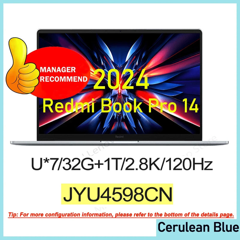 Xiaomi Redmi Book Pro 14 2024 U5-125/U7-155 32+1T  2.8K 120Hz Screen JYU4597CN/JYU4598CN